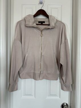 Truth by Republic Beige Full Zip Hoodie with Gold Ring Zipper Size M